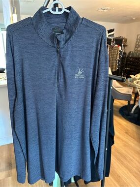 Greg Norman Collection Navy Heather Zip-Up Pullover